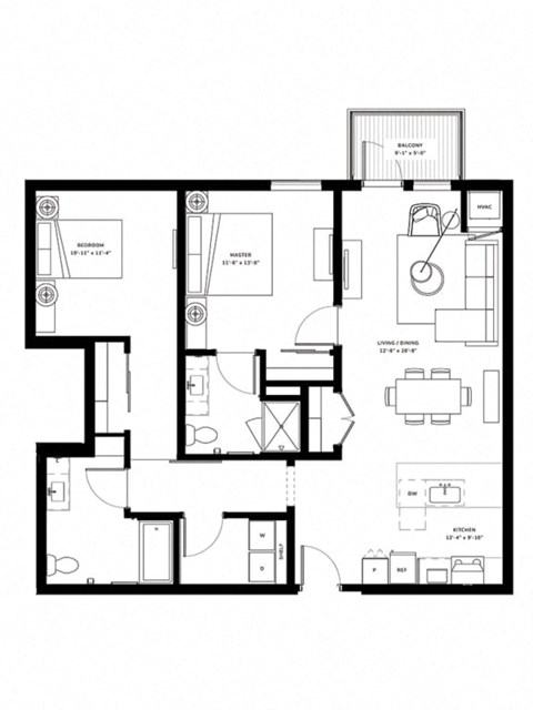 a black and white floor plan of a apartment