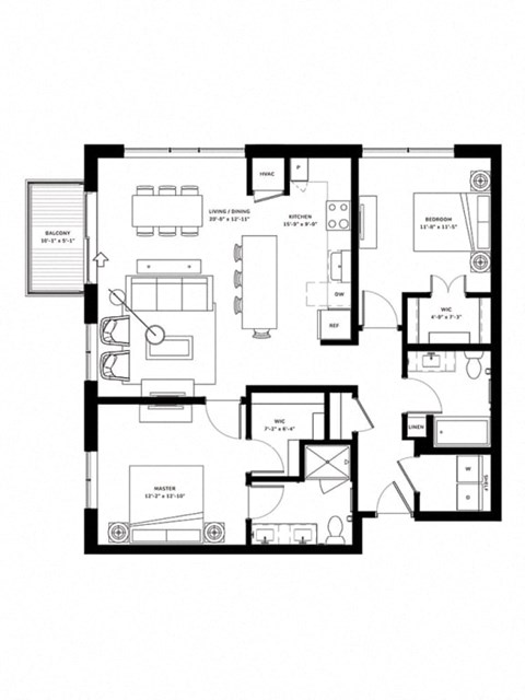 a black and white floor plan of a apartment