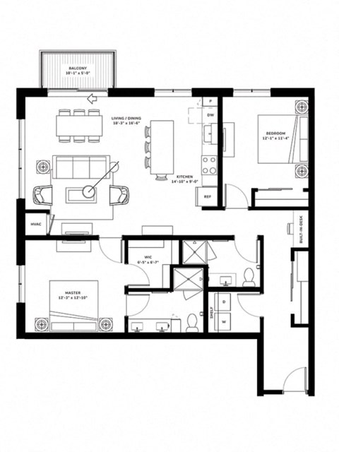 a black and white floor plan of a apartment