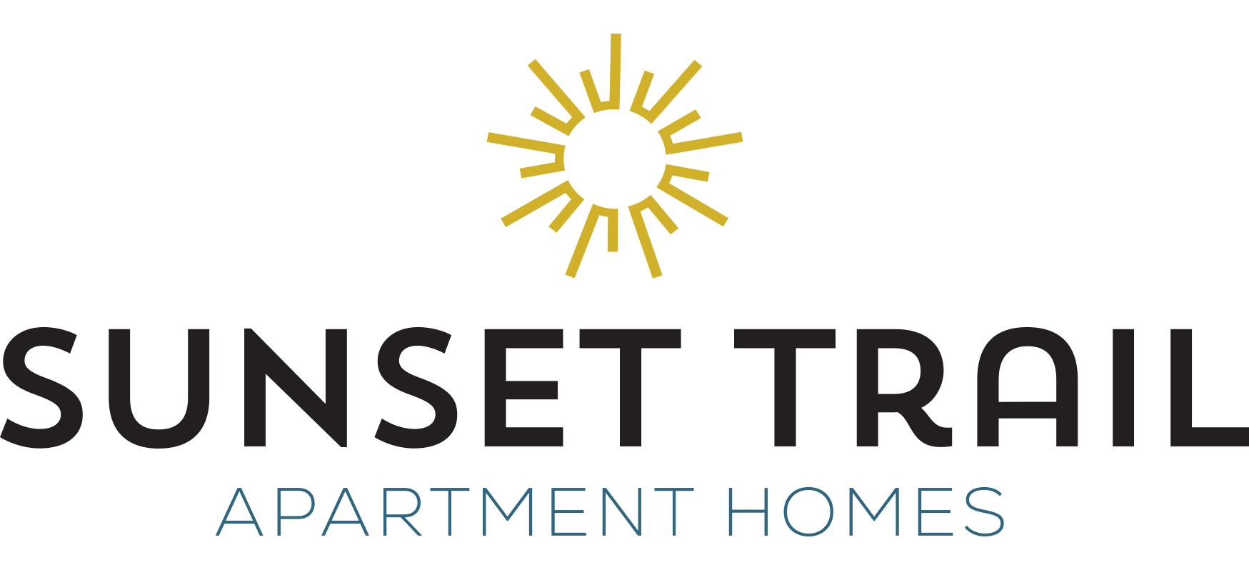 The image is a logo for Sunset Trail Apartment Homes.