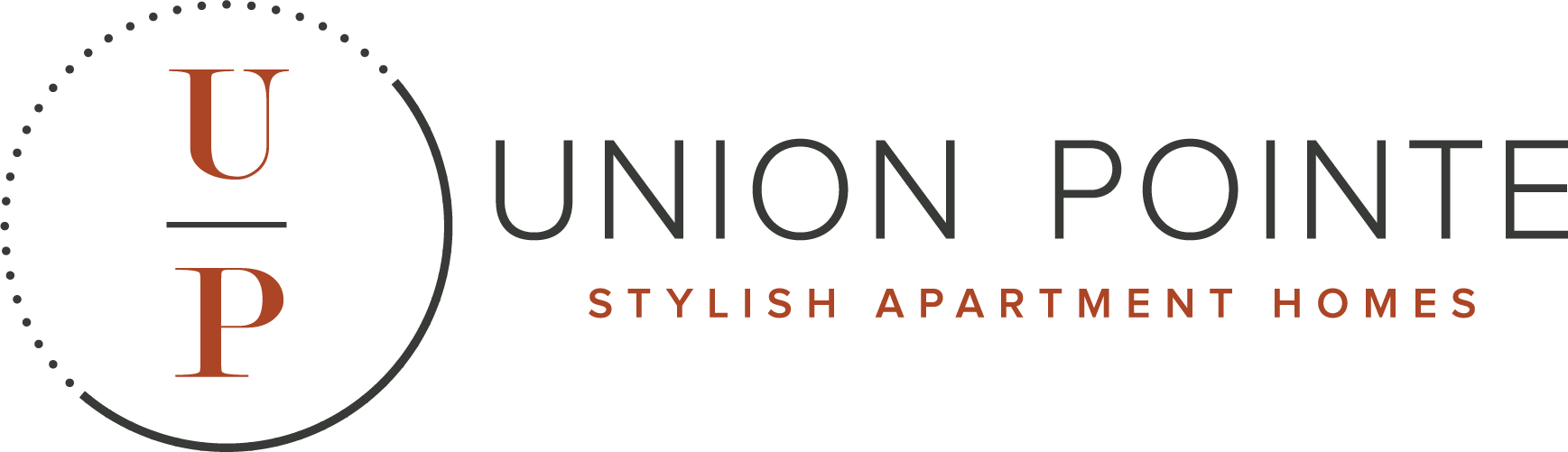 A logo for Union Pointe Stylish Apartment Homes.
