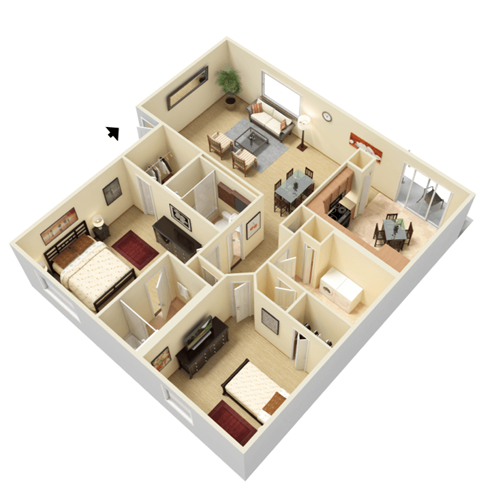 a floor plan of a house with a bedroom and a living room