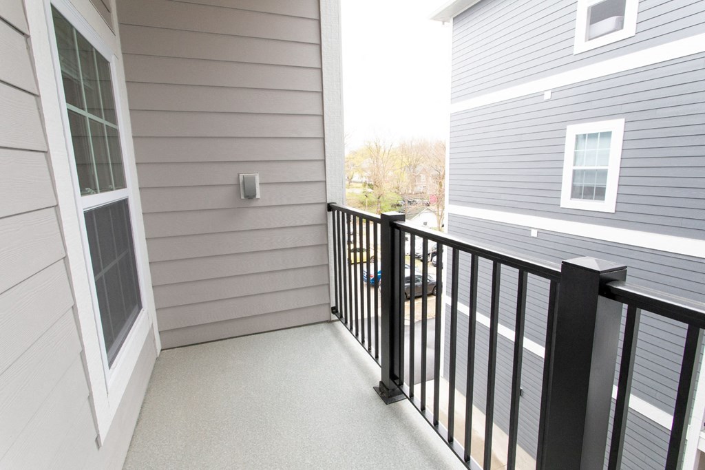 the view from the balcony of a new home