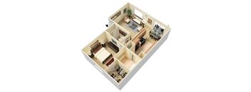 a floor plan of a house with a bedroom and a living room