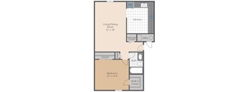 a floor plan of a 1 bedroom apartment