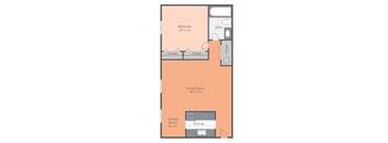 a floor plan of a 1 bedroom apartment