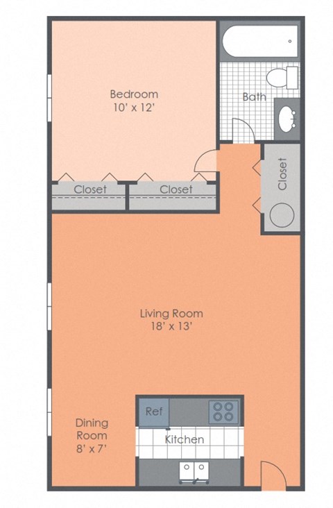 a floor plan of a 1 bedroom apartment