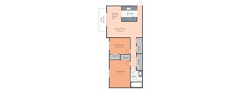 a floor plan of a 1 bedroom apartment