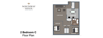 A floor plan for a 2 Bedroom C apartment at Northway Manor Apartments.