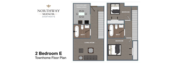 A floor plan for a 2 Bedroom Townhome from Northway Manor Apartments.