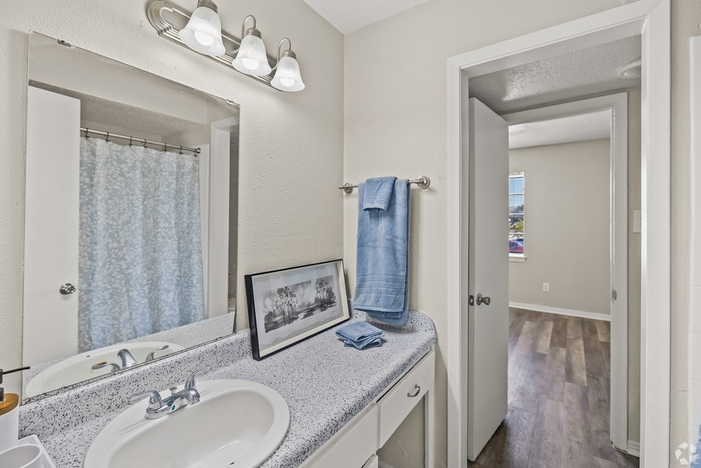 Modern Bathroom at La Bella Apartments, Fort Worth