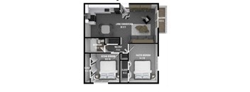 the floor plan of studio apartment has a bedroom and a living room
