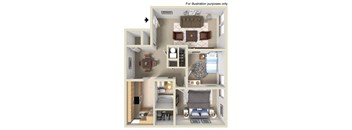 The Cottonwood Floor Plan at Wood Creek Apartments, Fort Wayne, IN