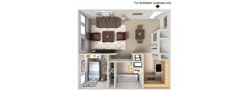 The Willow Floor Plan at Wood Creek Apartments, Indiana, 46835