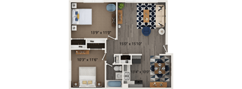 The Barrington Floor Plan at Hanover Park Blu Apartments, Hanover Park, IL