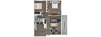 The Buckingham Floor Plan at Hanover Park Blu Apartments, Illinois