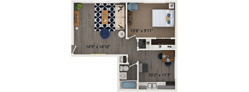 The Lincoln Floor Plan at Hanover Park Blu Apartments, Hanover Park