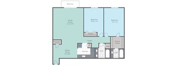 a floor plan of a 1 bedroom apartment