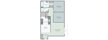 a floor plan of a bedroom apartment