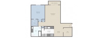 blueprint of a 1 bedroom apartment
