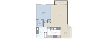 a floor plan of a 1 bedroom apartment