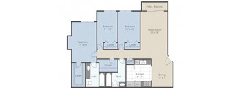 a floor plan of a 2 bedroom apartment