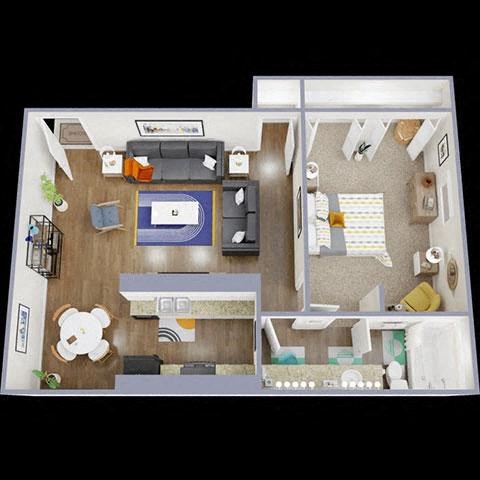 1B Floor Plan at La Bella Apartments, Fort Worth, Texas