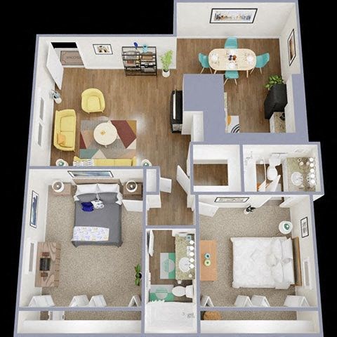 2B Floor Plan at La Bella Apartments, Texas, 76116