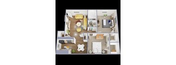 2B Floor Plan at La Bella Apartments, Texas
