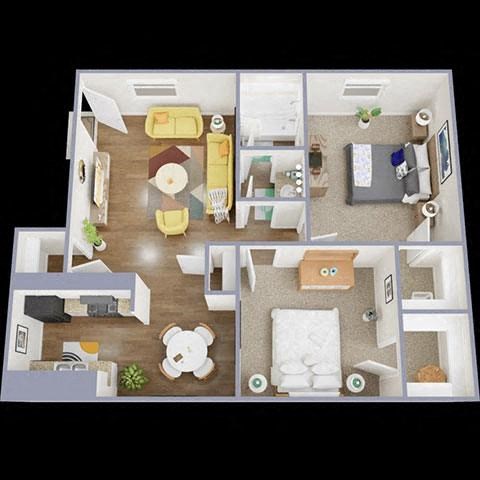 2B Floor Plan at La Bella Apartments, Texas