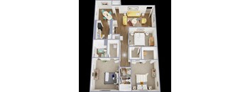 3B Floor Plan at La Bella Apartments, Fort Worth, TX