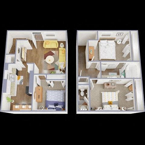 3B Floor Plan at La Bella Apartments, Fort Worth, 76116
