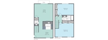 a floor plan of a two bedroom apartment
