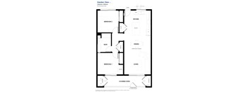 A black and white diagram of a Garden View apartment layout.