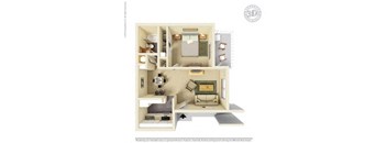 1 Bedroom Floor Plan at Clayton Creek Apartments, California, 94521