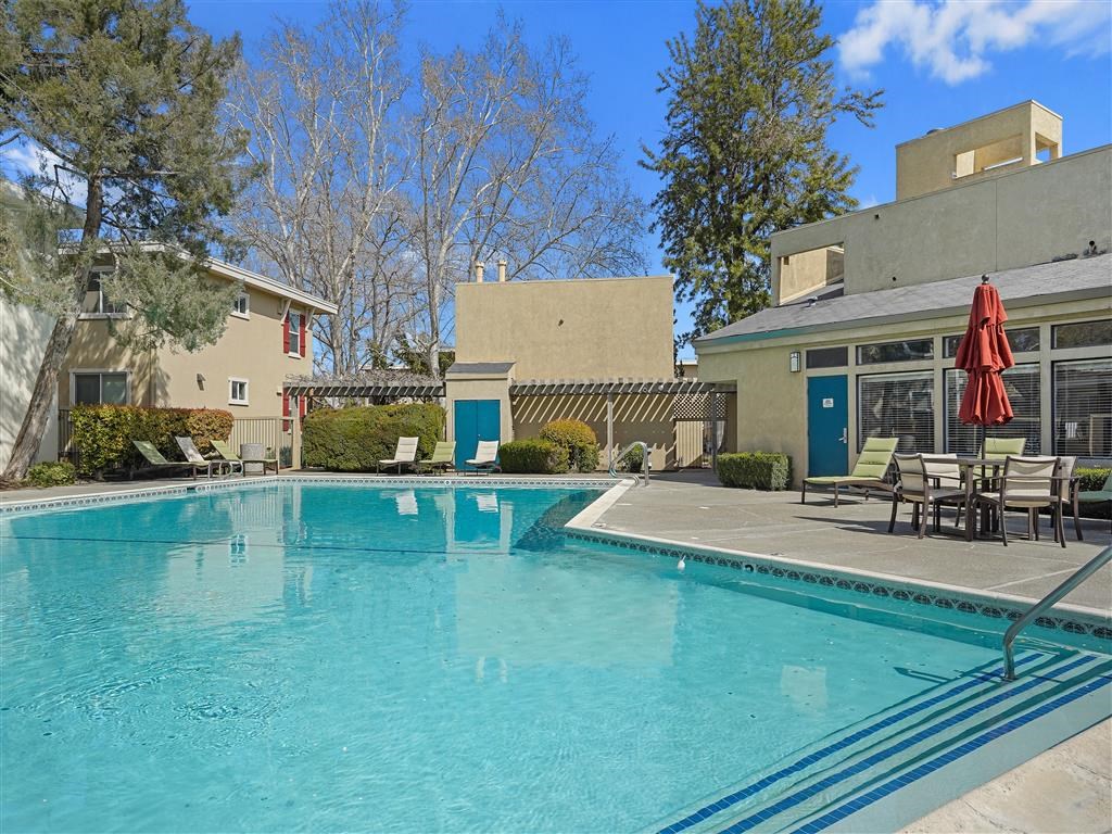 shimmering pool at Parkside Apartments, Davis, California