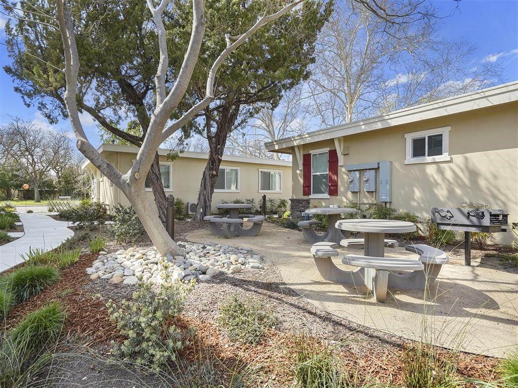 Picnic table at Parkside Apartments, Davis