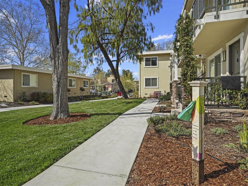 Cement walkway at Parkside Apartments, California, 95616