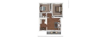 2 bedroom Floor Plan at Parkside Apartments, Davis, California