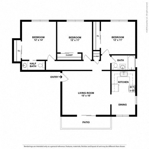 2d black and white 2 bed floor plan at Parkside Apartments, California, 95616