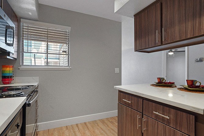 kitchen counter tops at  Clayton Creek Apartments in Concord, CA
