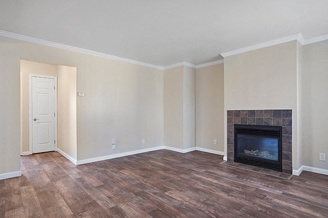 Living Area With Fireplace at Colonial Garden Apartments, San Mateo
