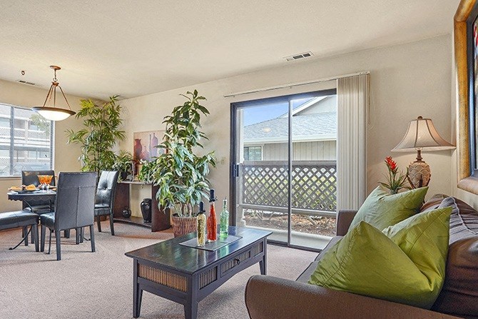 Living Room With Private Balcony at Cypress Landing, Salinas, California