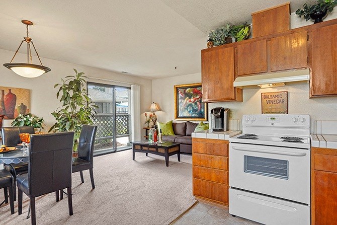 Kitchen With Dining View at Cypress Landing, Salinas
