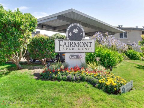 Elegant Entry Signage at Fairmont Apartments, California
