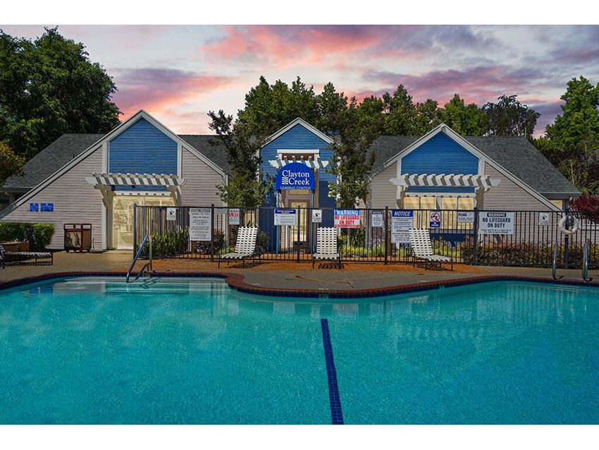 One-story clubhouse One-story clubhouse at Clayton Creek Apartments, Concord, CA