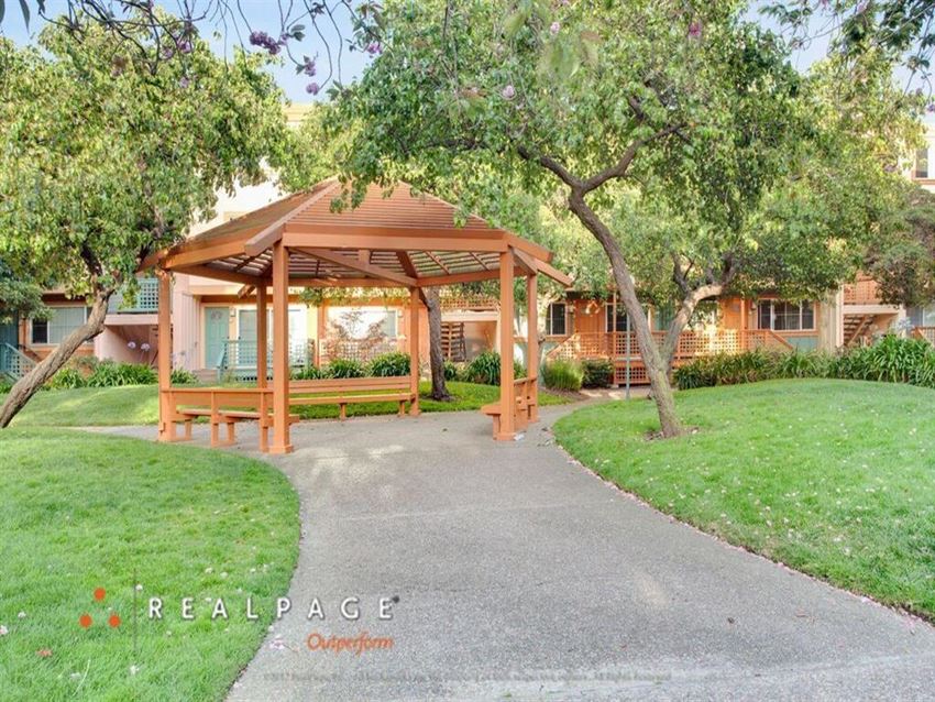 Wooden gazebo Wooden gazebo at Peninsula Pines Apartments, 94080 - Photo Gallery
