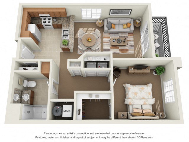 1 Bedroom 1 Bathroom Floor Plan at Siena Villas Apartments, Orem, 84097