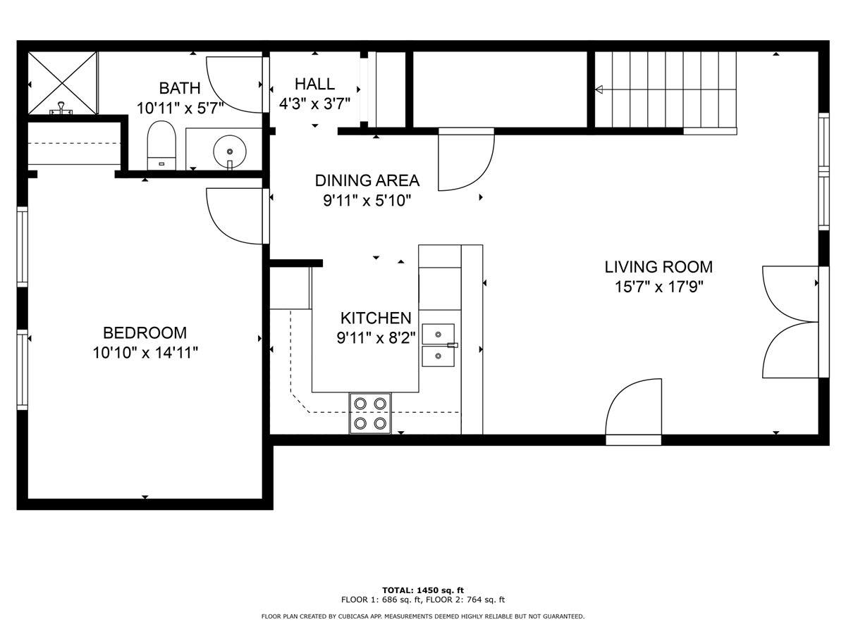 1 Bed 1 Bath Floor Plan at The View on 20th, Ogden, 84401