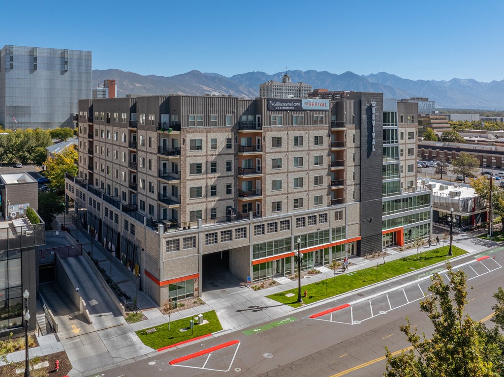 an aerial view of a large building in the city at The Revival, Salt Lake City, Utah